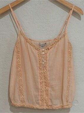 AMERICAN EAGLE AE Peach Crochet Lace Cami Tank Top Boho Cropped